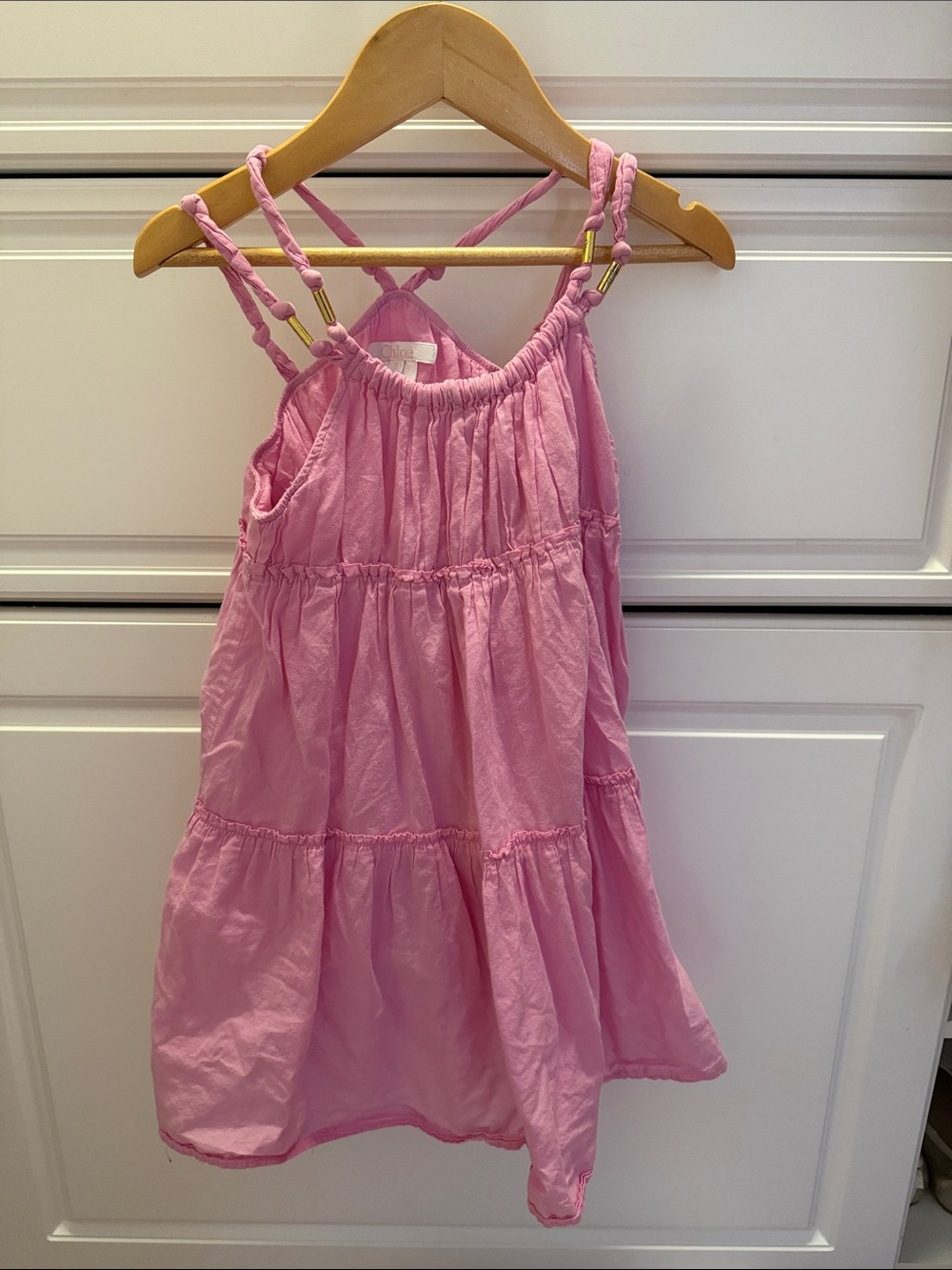 Chloe Pink Tiered Cotton Sundress for Girls